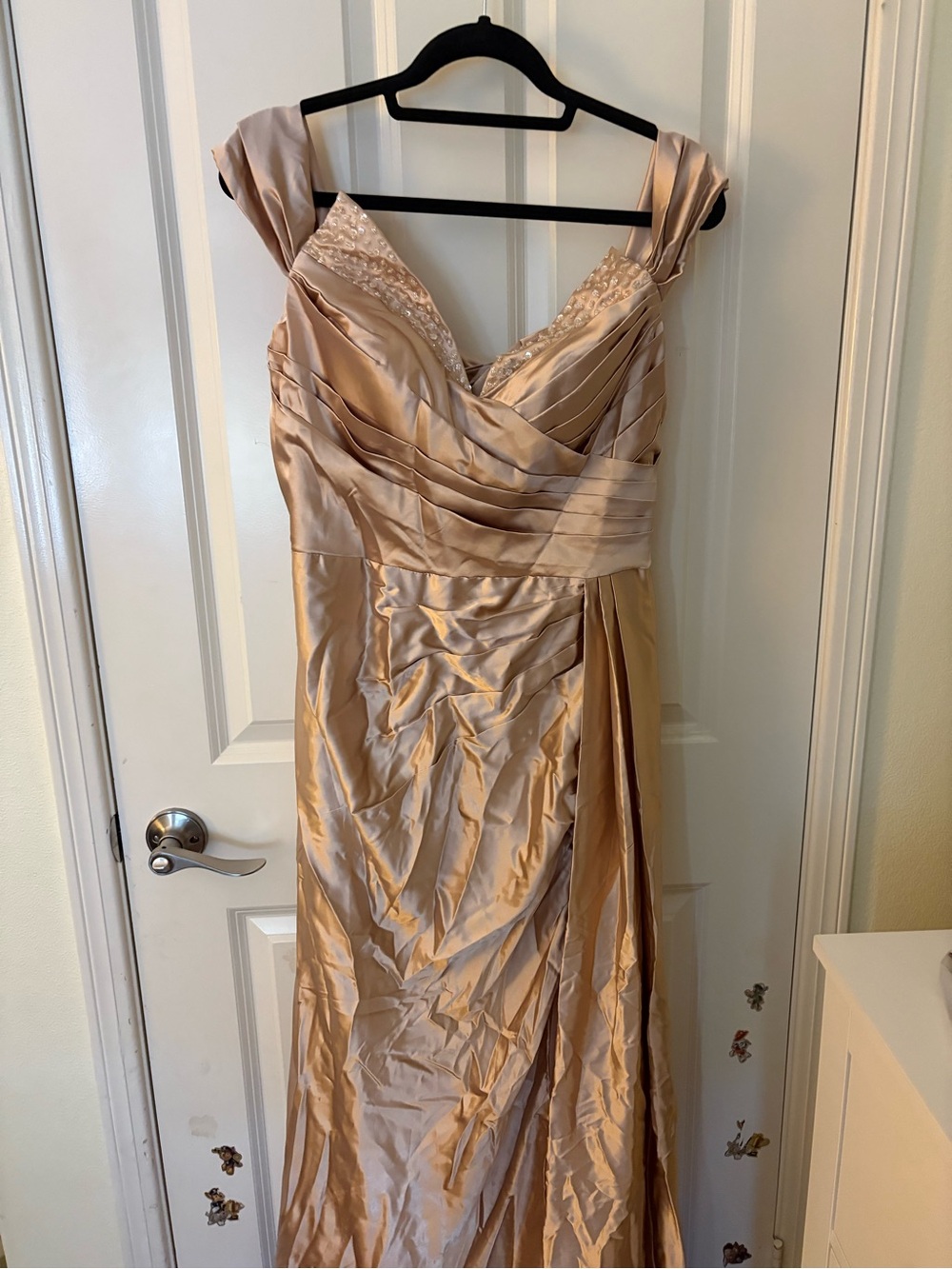 Elegant Satin Champagne Evening Dress